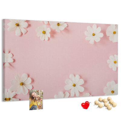 Panou de pluta Model floral pe fundal roz