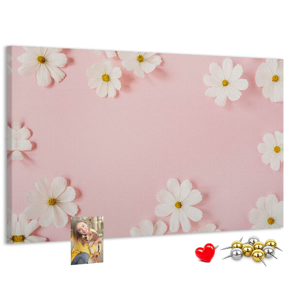 Panou de pluta Model floral pe fundal roz