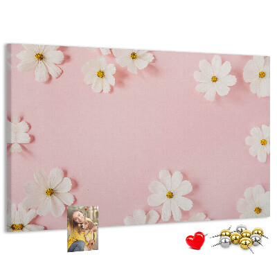 Panou de pluta Model floral pe fundal roz