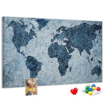 Panou din pluta Hartă antică a lumii în nuanțe de albastru