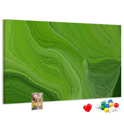 Panou de pluta Valuri verzi cu linii delicate.