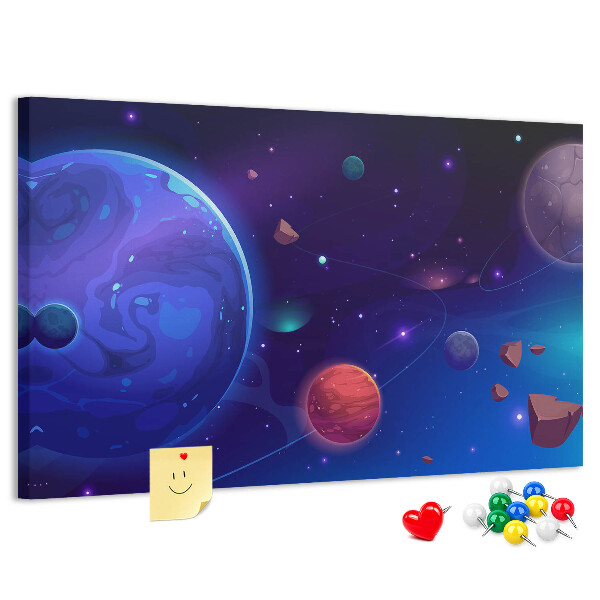 Panou de pluta Peisaj spațial cu planete și asteroizi