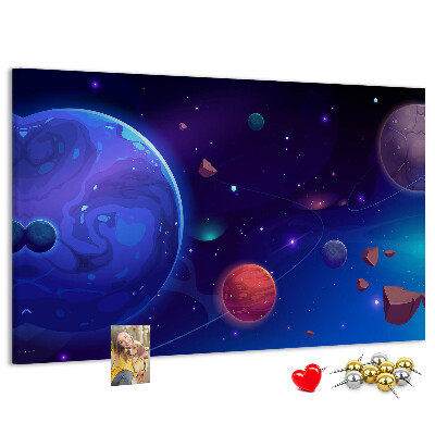 Panou de pluta Peisaj spațial cu planete și asteroizi