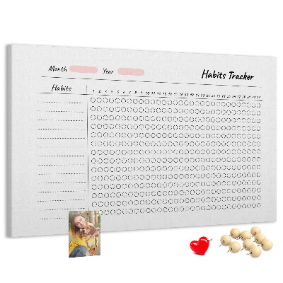 Panou de pluta Urmărirea obiceiurilor simplificată