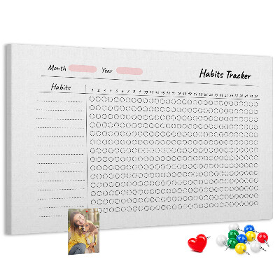 Panou de pluta Urmărirea obiceiurilor simplificată