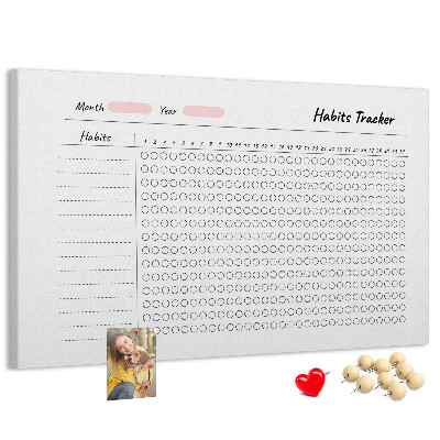 Panou de pluta Urmărirea obiceiurilor simplificată