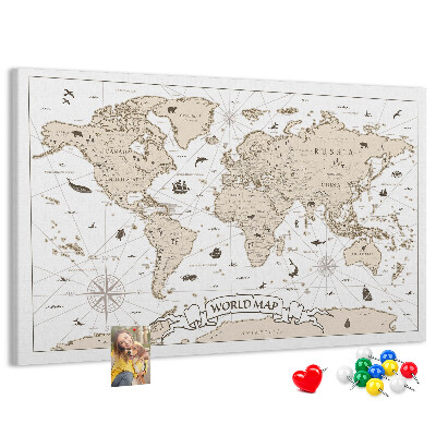 Panou din pluta Hartă antică a lumii cu detalii geografice
