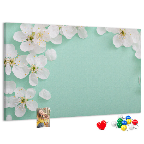 Panou de pluta Motive florale pe un fundal pastel