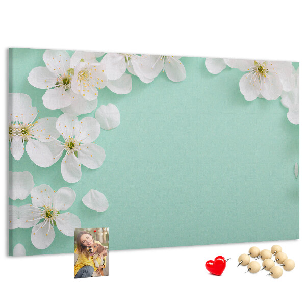 Panou de pluta Motive florale pe un fundal pastel