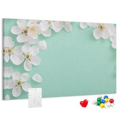 Panou de pluta Motive florale pe un fundal pastel