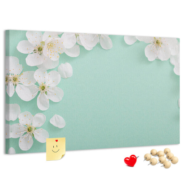 Panou de pluta Motive florale pe un fundal pastel