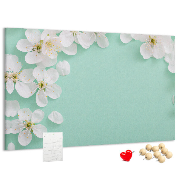 Panou de pluta Motive florale pe un fundal pastel