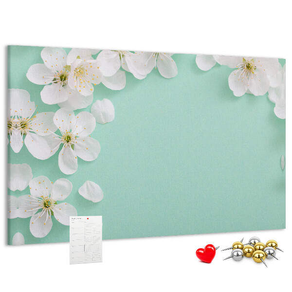 Panou de pluta Motive florale pe un fundal pastel