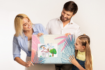 Panou de pluta Model tropical cu frunze în culori pastelate