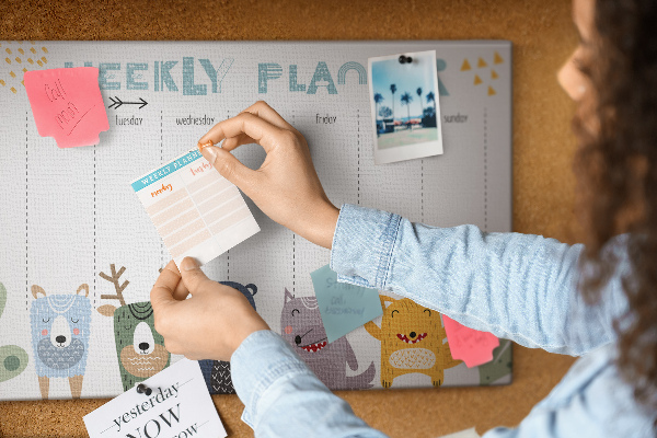 Panou din pluta Planificator săptămânal colorat cu animale