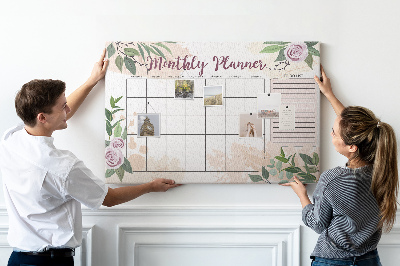 Panou din pluta Calendar lunar cu accente florale