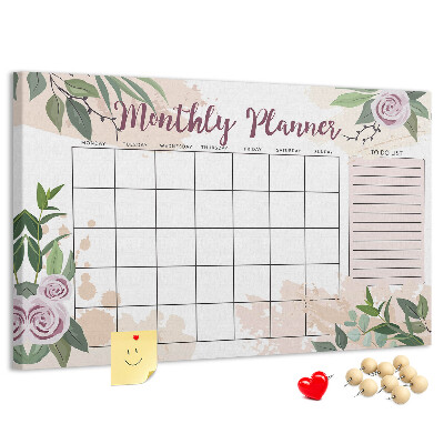 Panou din pluta Calendar lunar cu accente florale