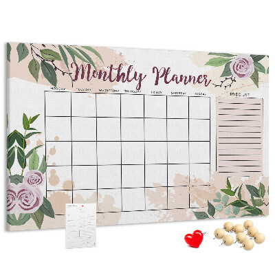 Panou din pluta Calendar lunar cu accente florale