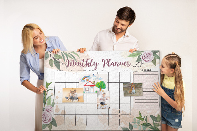 Panou din pluta Calendar lunar cu accente florale