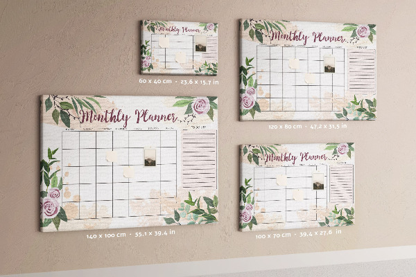 Panou din pluta Calendar lunar cu accente florale