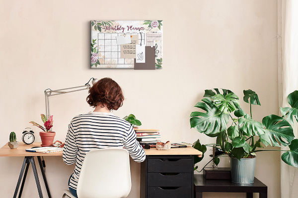 Panou din pluta Calendar lunar cu accente florale