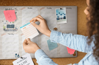 Panou din pluta Planificator săptămânal cu design minimalist