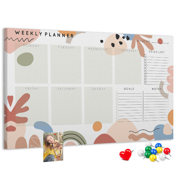 Panou din pluta Forme colorate și modele abstracte săptămânale