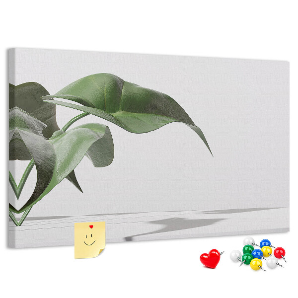 Panou de pluta Frunze delicate pe un fundal minimalist