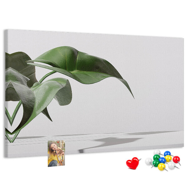 Panou de pluta Frunze delicate pe un fundal minimalist