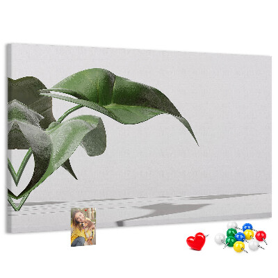 Panou de pluta Frunze delicate pe un fundal minimalist
