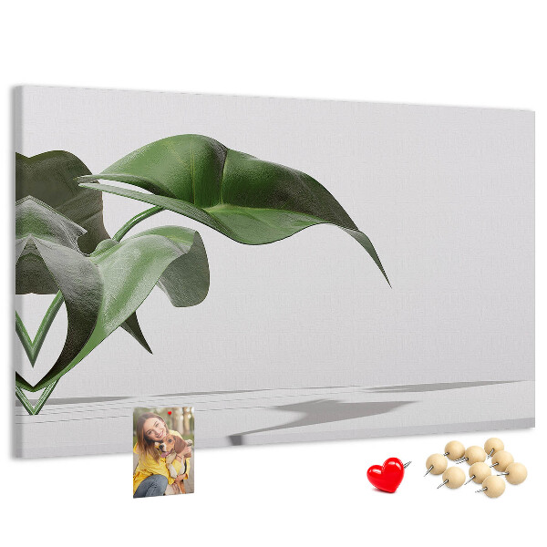 Panou de pluta Frunze delicate pe un fundal minimalist