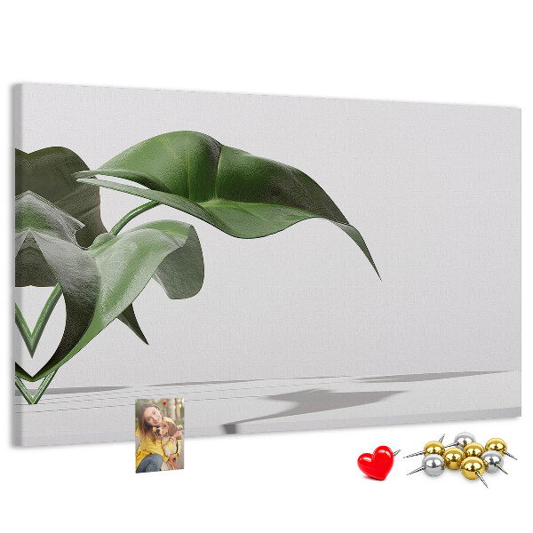 Panou de pluta Frunze delicate pe un fundal minimalist