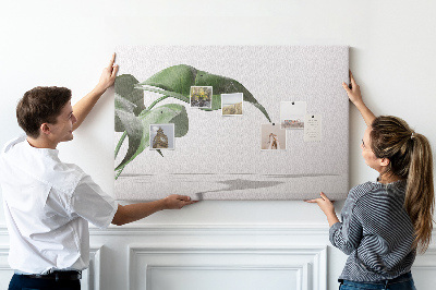 Panou de pluta Frunze delicate pe un fundal minimalist