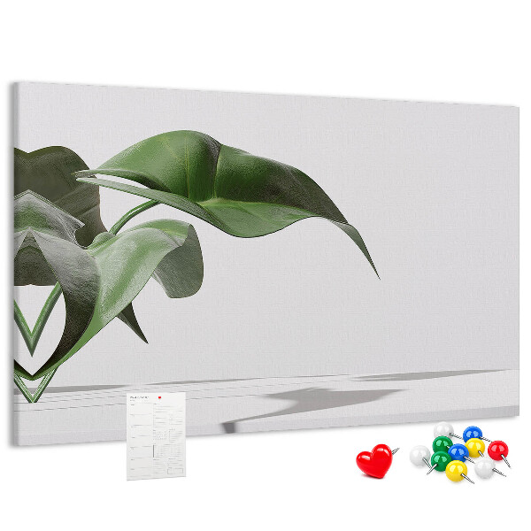 Panou de pluta Frunze delicate pe un fundal minimalist