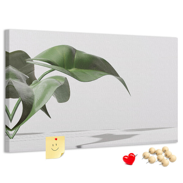 Panou de pluta Frunze delicate pe un fundal minimalist