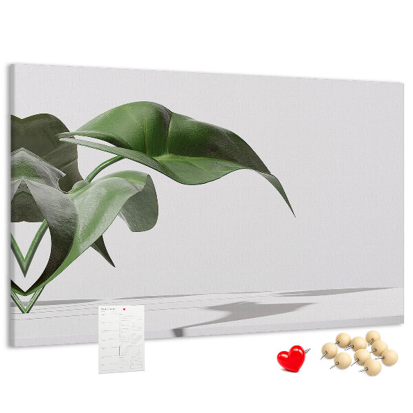 Panou de pluta Frunze delicate pe un fundal minimalist