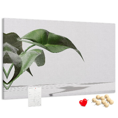 Panou de pluta Frunze delicate pe un fundal minimalist
