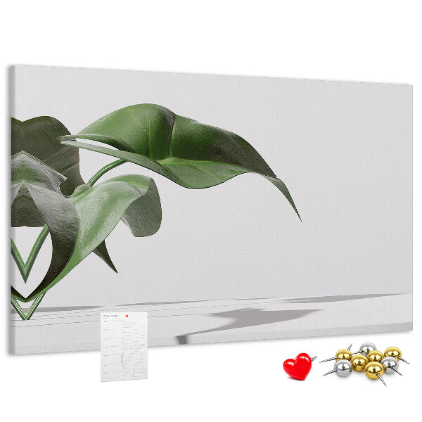 Panou de pluta Frunze delicate pe un fundal minimalist