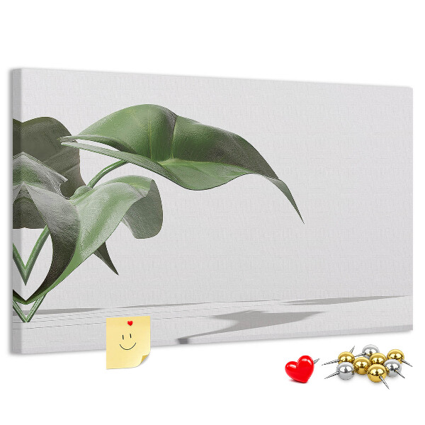 Panou de pluta Frunze delicate pe un fundal minimalist