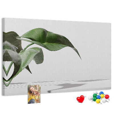 Panou de pluta Frunze delicate pe un fundal minimalist