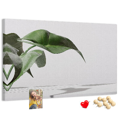 Panou de pluta Frunze delicate pe un fundal minimalist