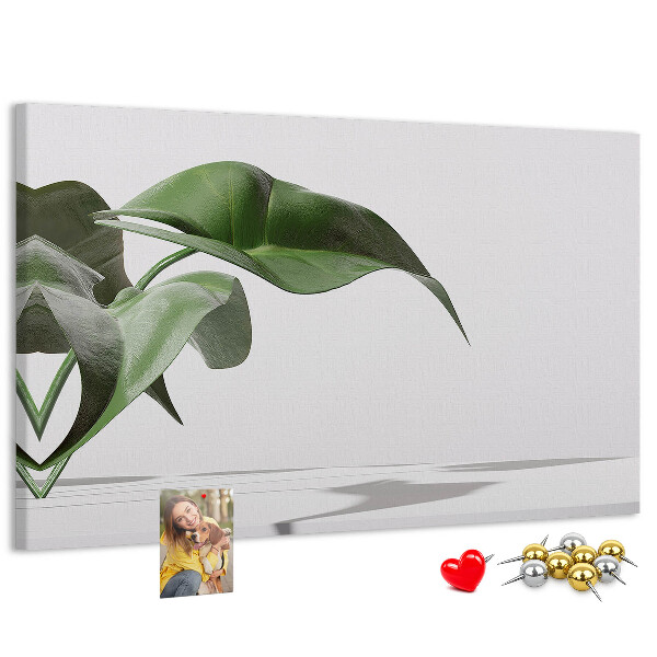 Panou de pluta Frunze delicate pe un fundal minimalist