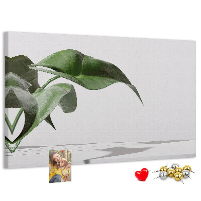 Panou de pluta Frunze delicate pe un fundal minimalist