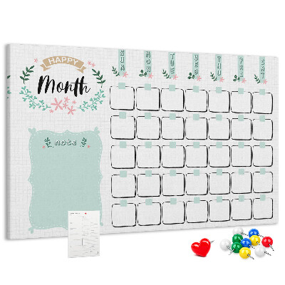 Panou din pluta Calendar lunar cu spațiu pentru notițe