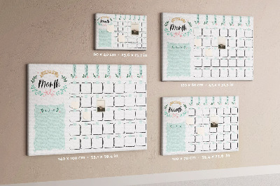 Panou din pluta Calendar lunar cu spațiu pentru notițe