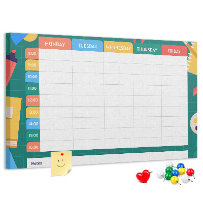 Panou din pluta Un plan săptămânal creativ cu accente colorate