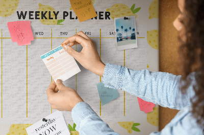 Panou din pluta Calendar săptămânal cu motiv de lămâie