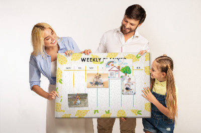 Panou din pluta Calendar săptămânal cu motiv de lămâie