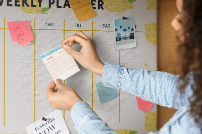 Panou din pluta Calendar săptămânal cu motiv de lămâie