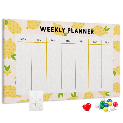 Panou din pluta Calendar săptămânal cu motiv de lămâie